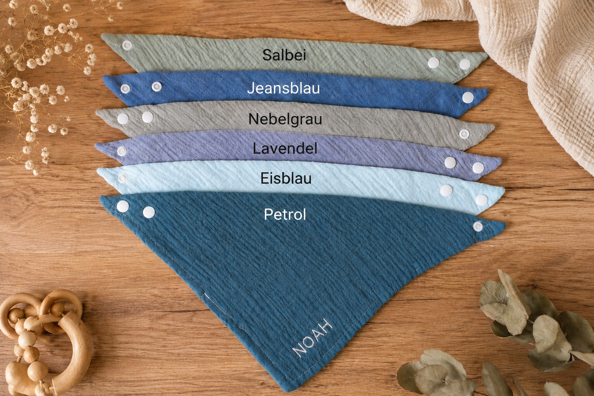 Personalisiertes Musselinlätzchen mit Stickerei- Baby Dreieckstuch